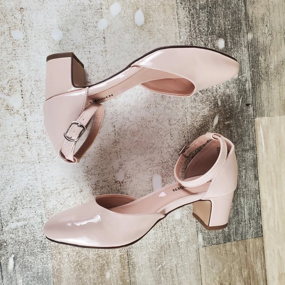 Steve Madden Prettyy Kids Sandal Sz 13 M Blush Patent Leather Buckle Ankle Strap